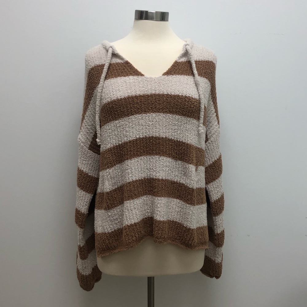 TAN + WHITE SUPER SOFT HOODIE